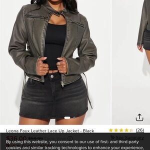 Leona Faux Leather Lace Up Jacket - Black